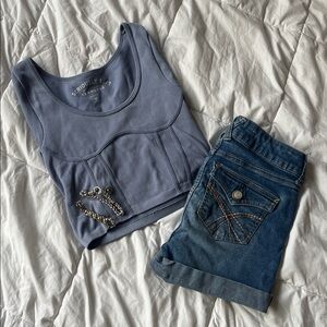 Aeropostale Light Blue Long Sleeve Crop Top